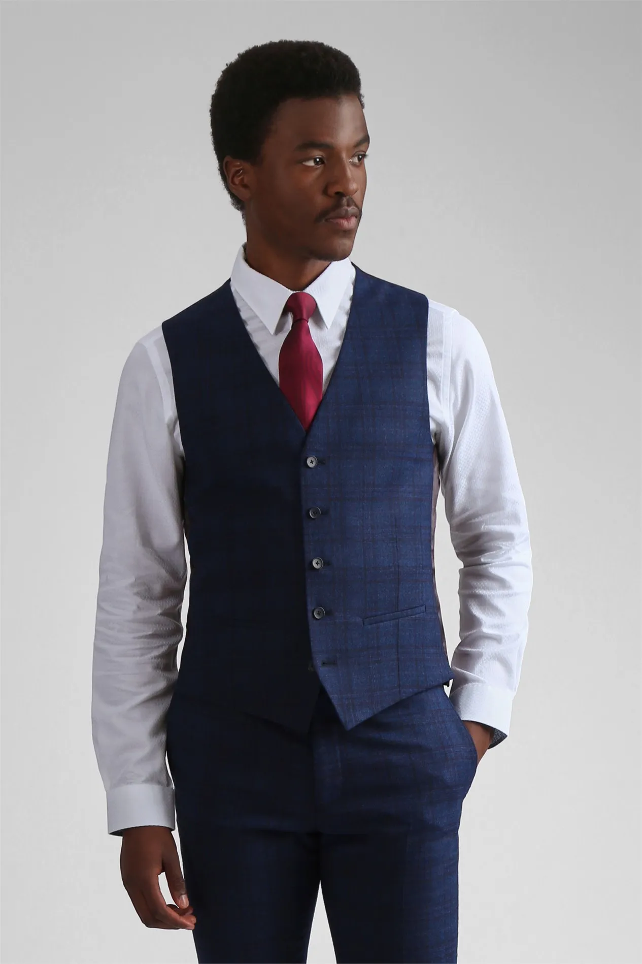 Slim Munro Check Waistcoat