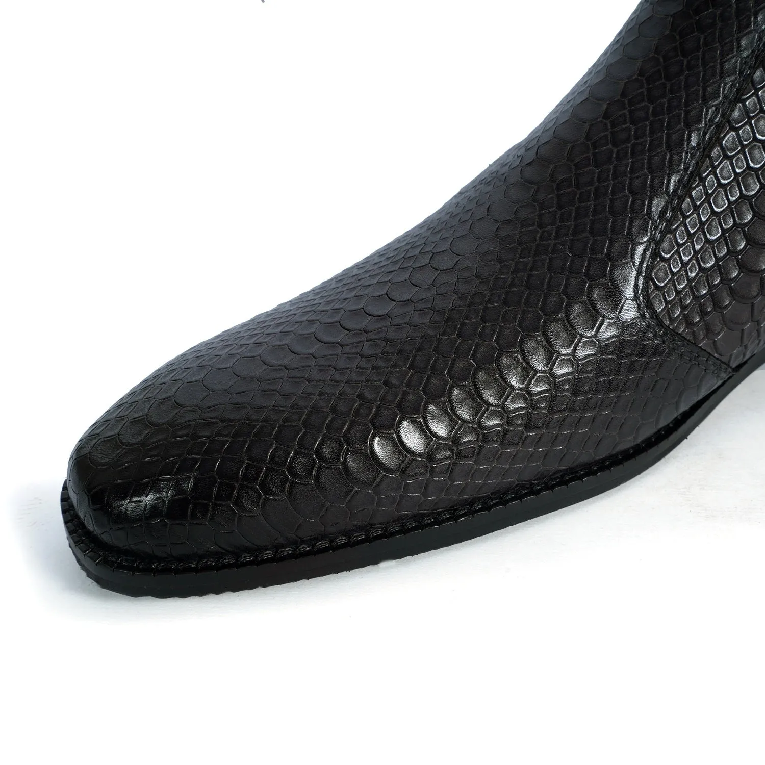 Snake Skin Chelsea Boot in Grey Leather