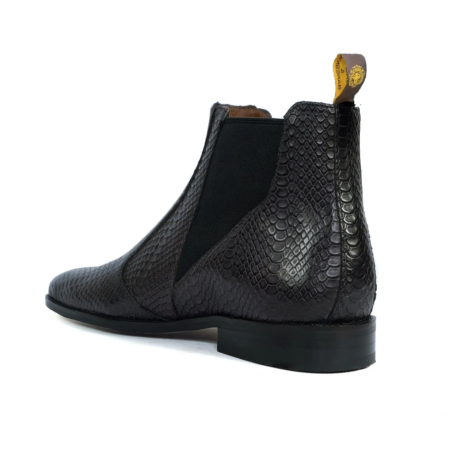 Snake Skin Chelsea Boot in Grey Leather