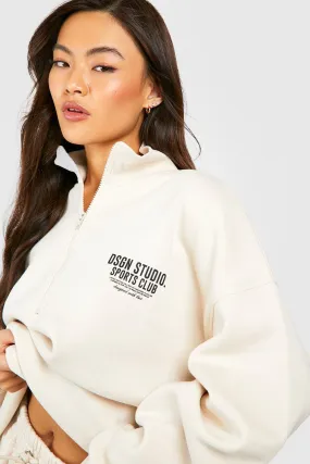 Sports Club Slogan Half Zip Sweater