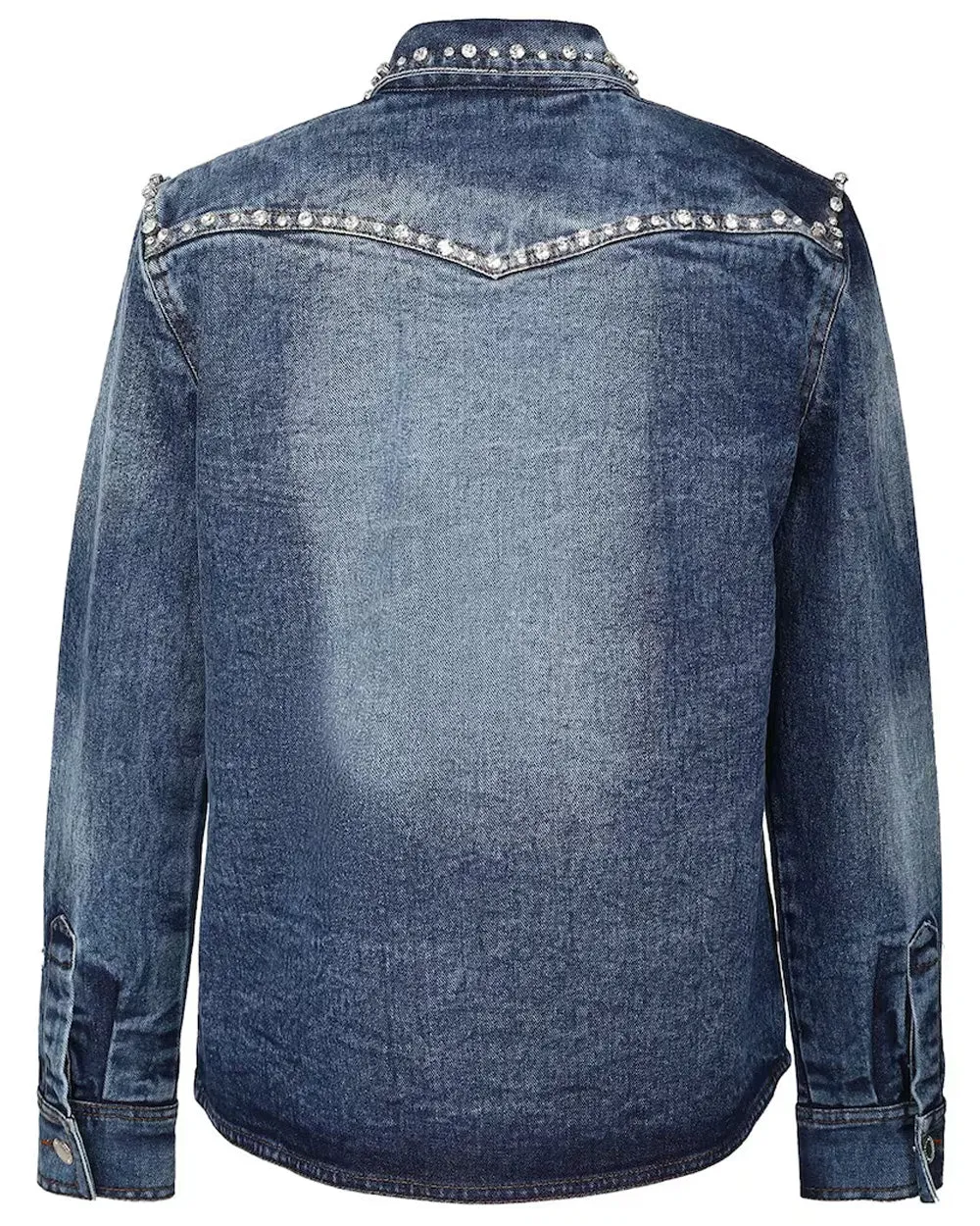 Stone Washed Embellished Denim Shirt