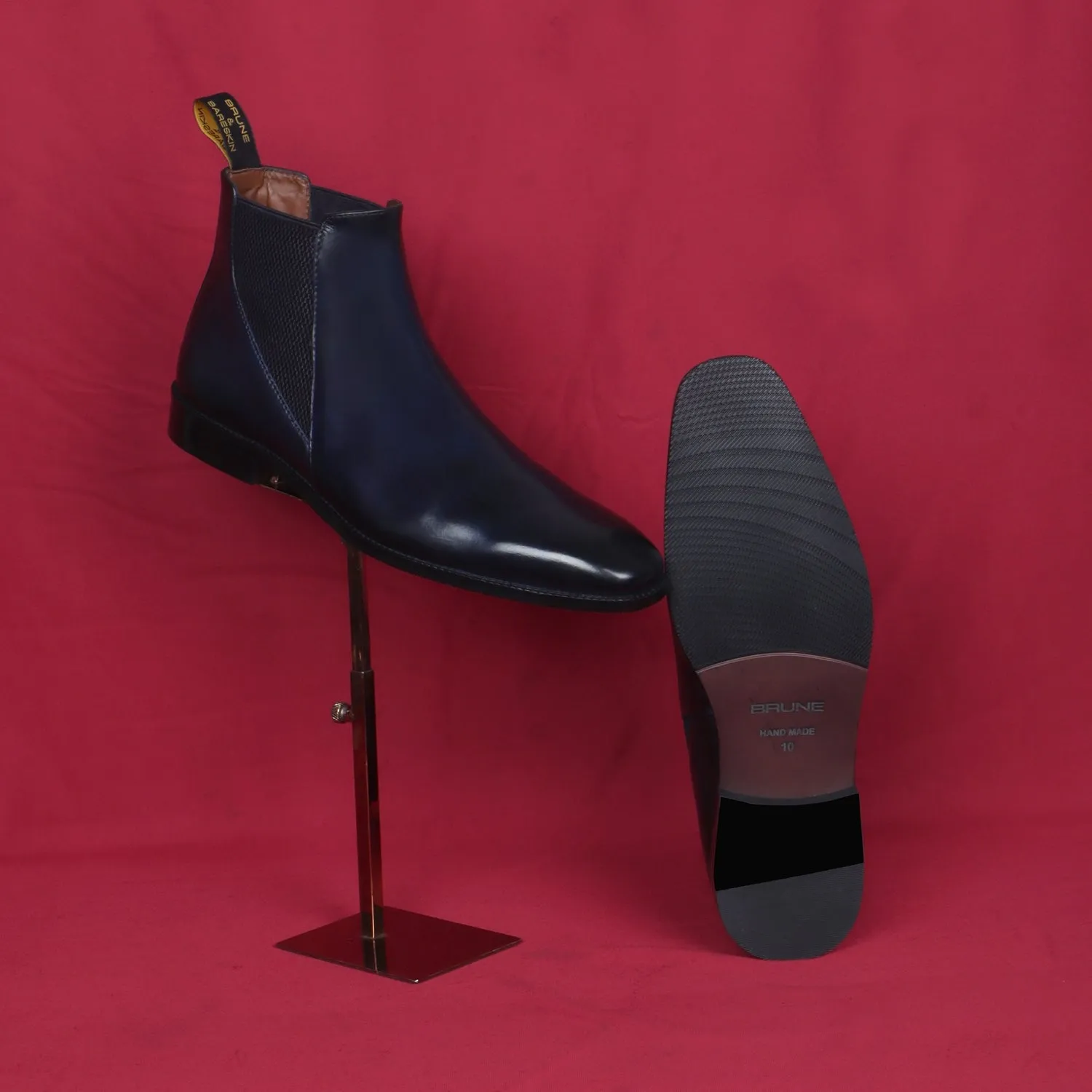 Stylish Sharp Elastic Blue Leather Chelsea Boot for Men By Brune & Bareskin