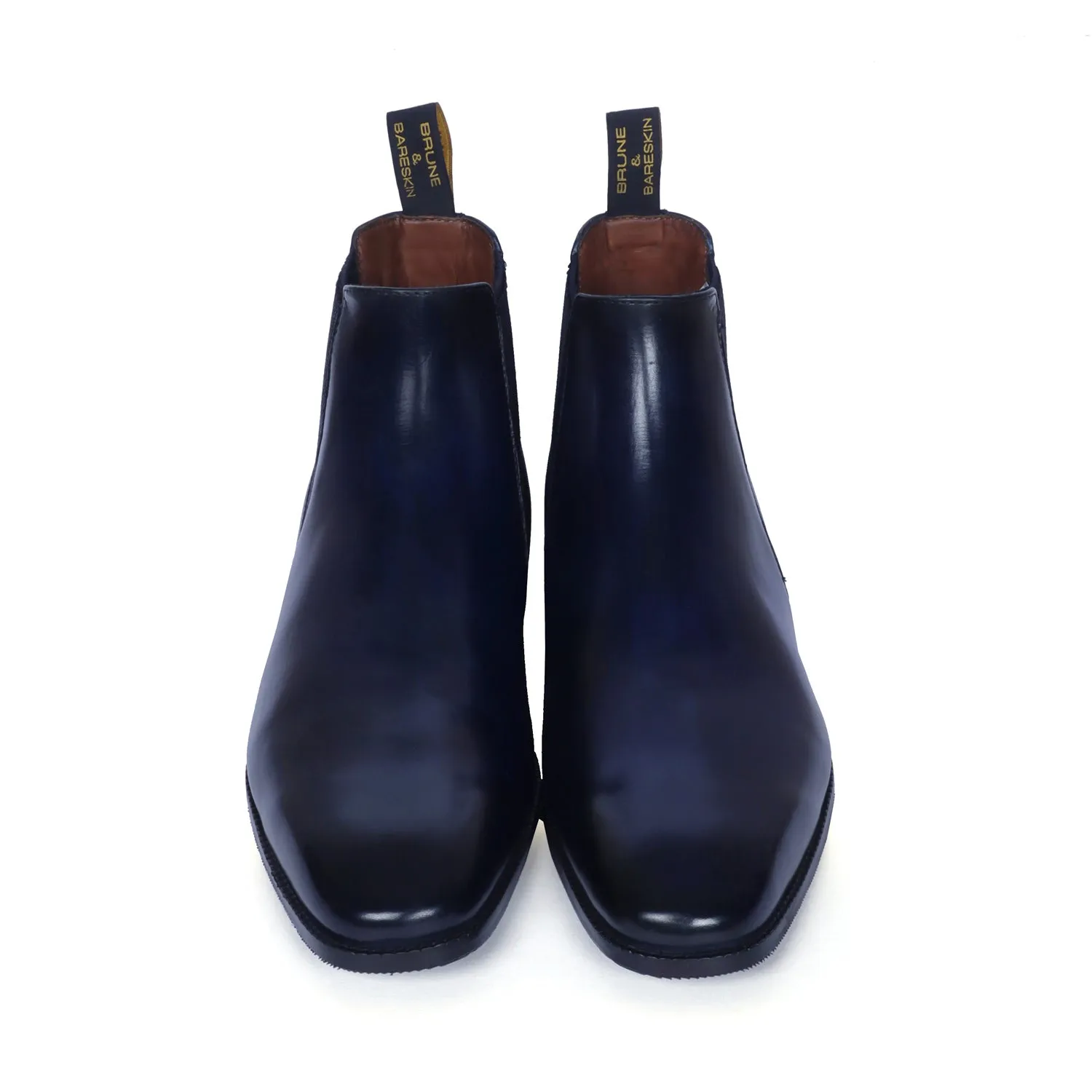 Stylish Sharp Elastic Blue Leather Chelsea Boot for Men By Brune & Bareskin