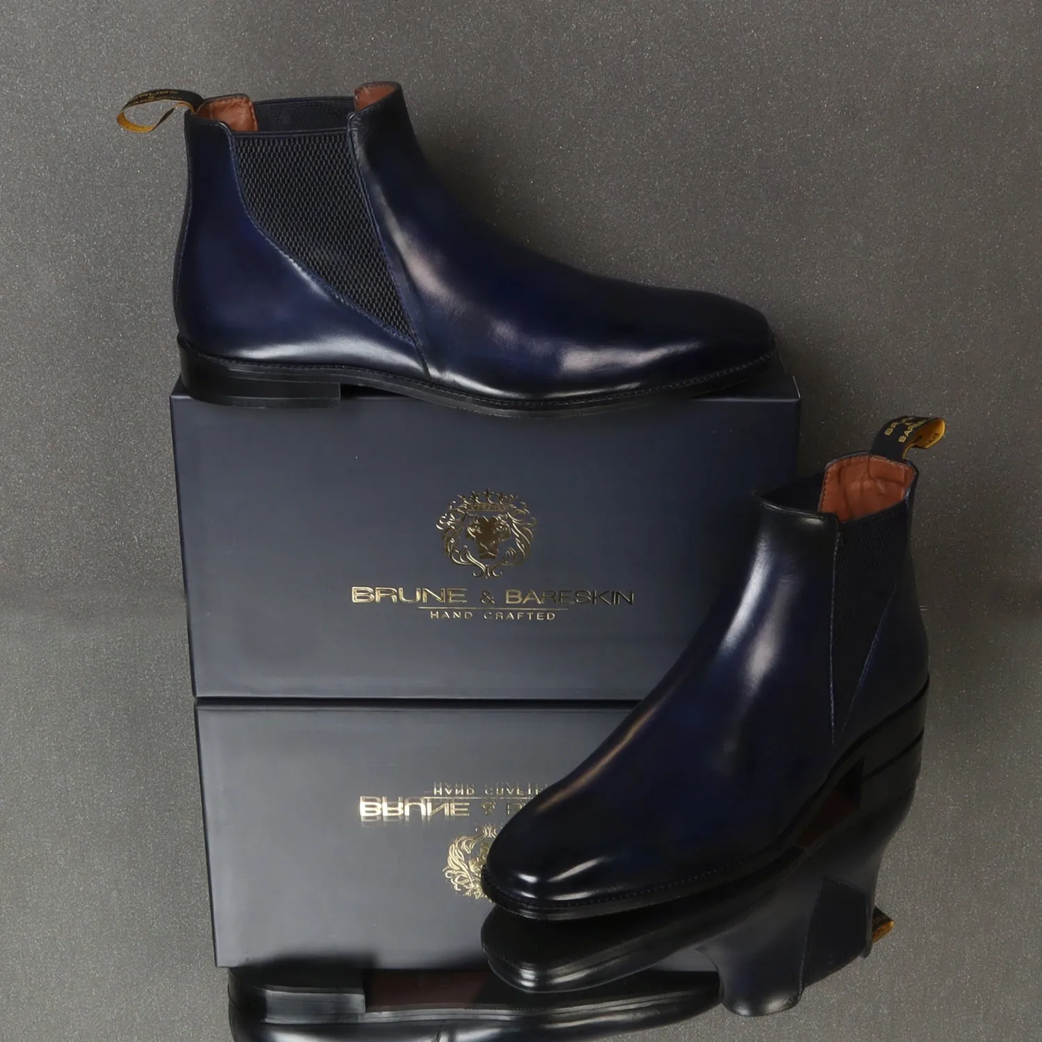 Stylish Sharp Elastic Blue Leather Chelsea Boot for Men By Brune & Bareskin