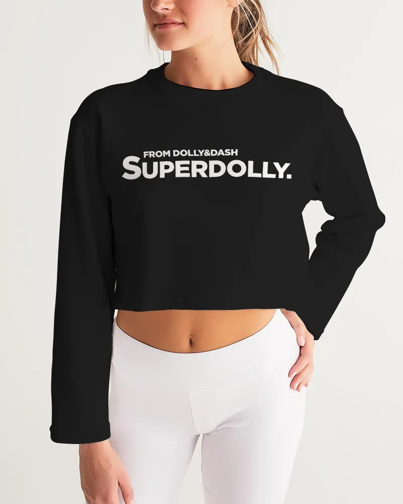 SUPERDOLLY. BLACK Women's Cropped Sweatshirt