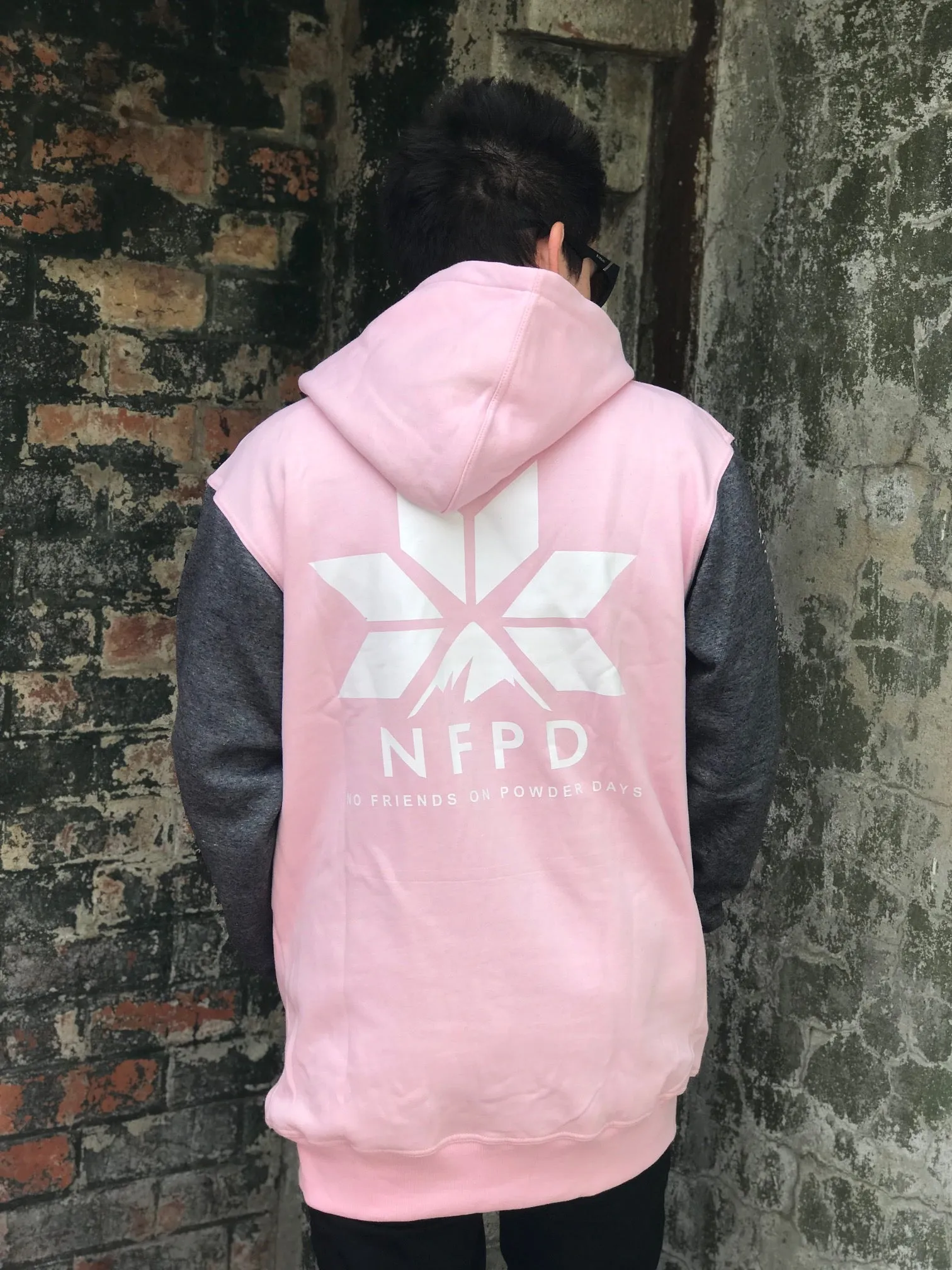 Tall Hoodie Baby Pink & Black - Unisex