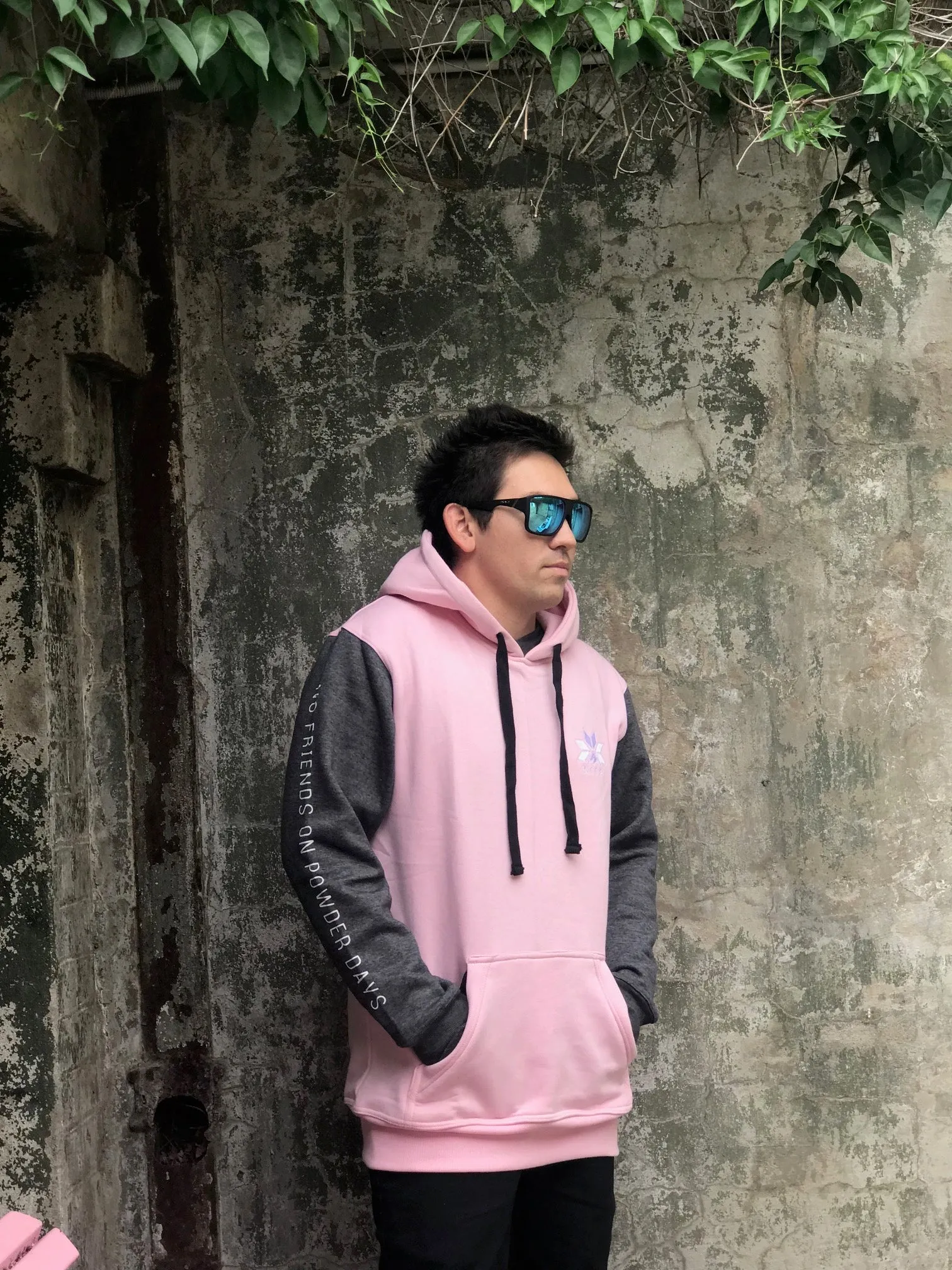 Tall Hoodie Baby Pink & Black - Unisex