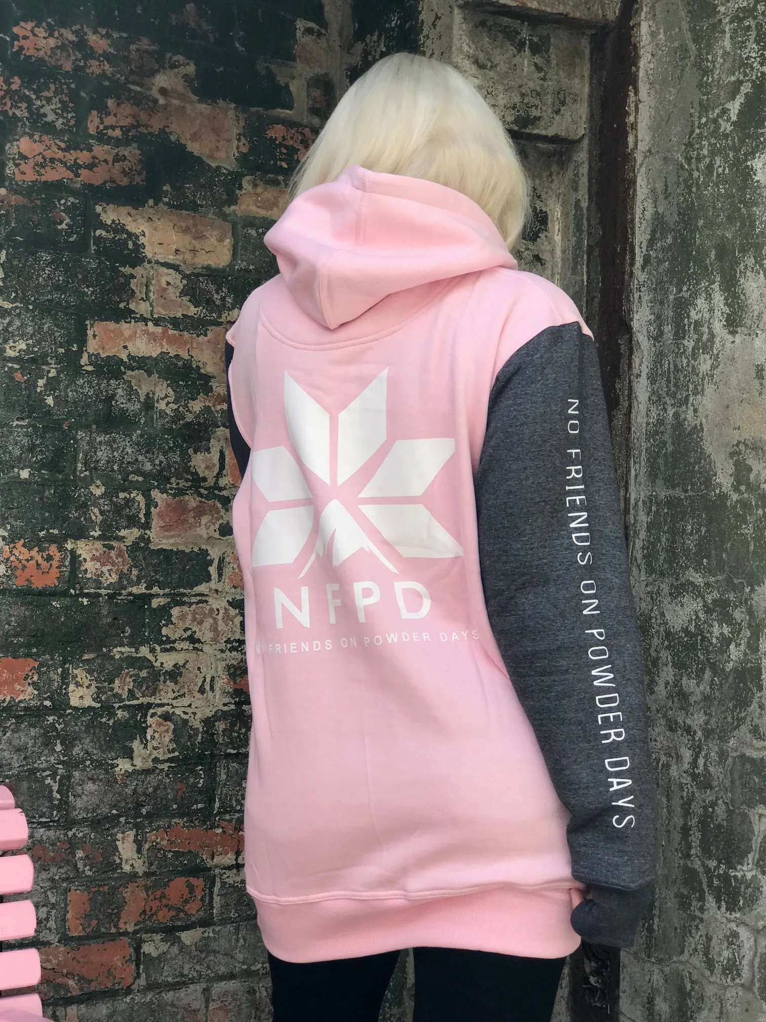 Tall Hoodie Baby Pink & Black - Unisex