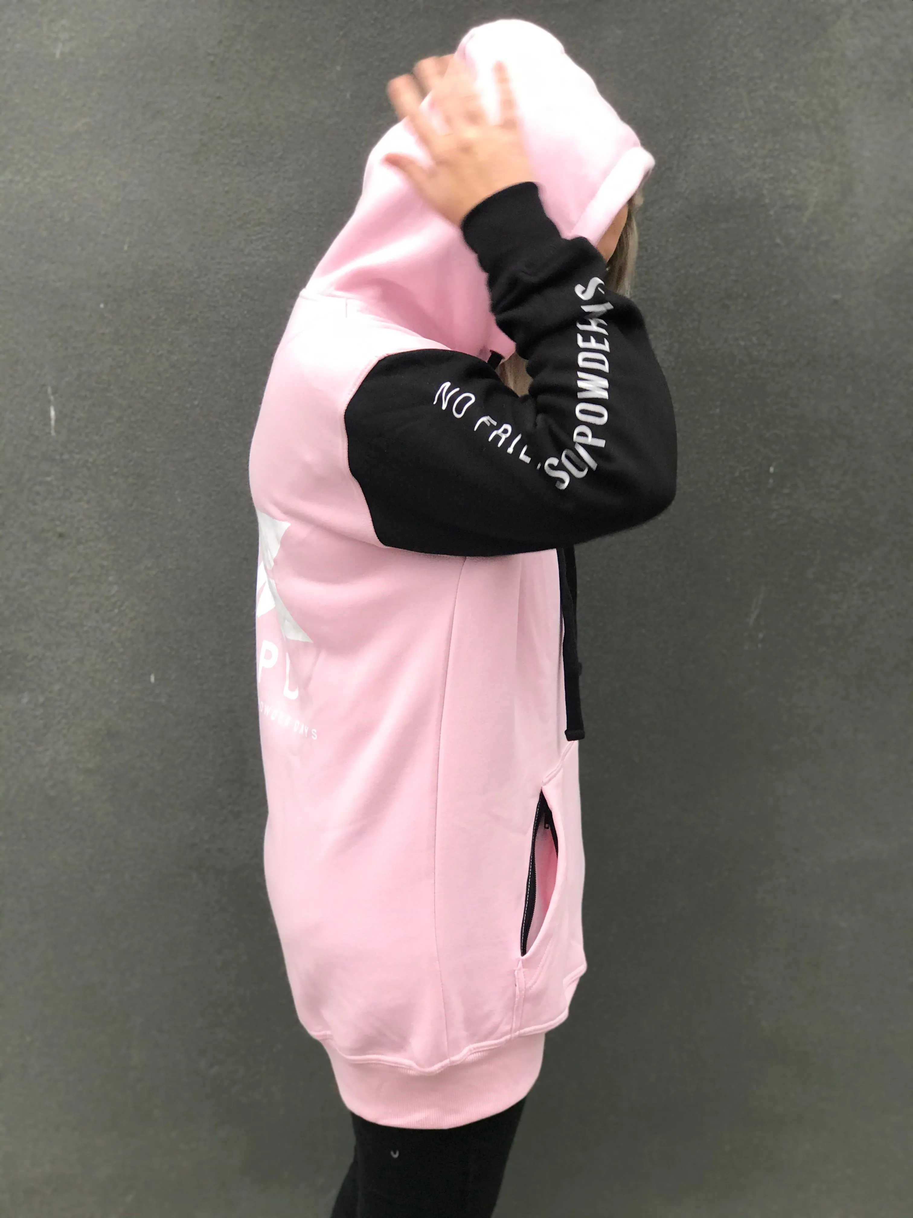 Tall Hoodie Baby Pink & Black - Unisex