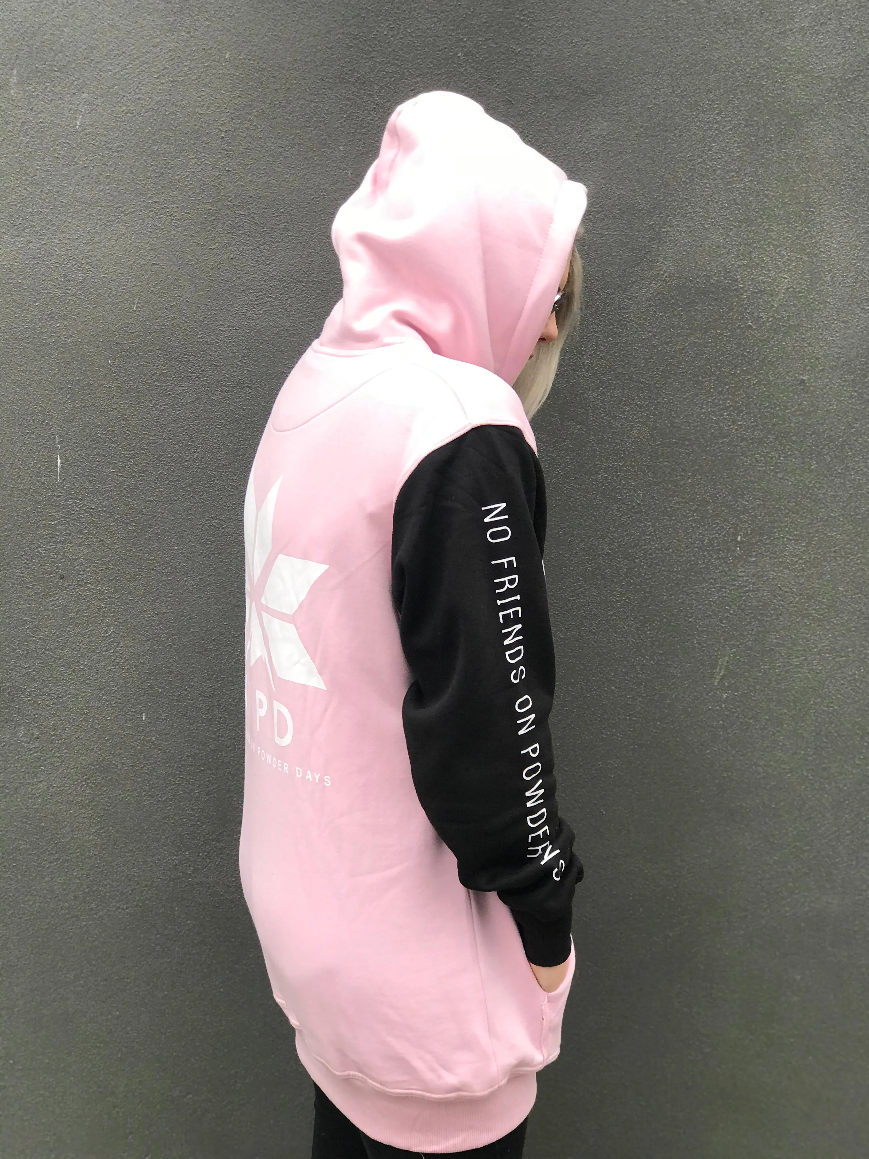 Tall Hoodie Baby Pink & Black - Unisex