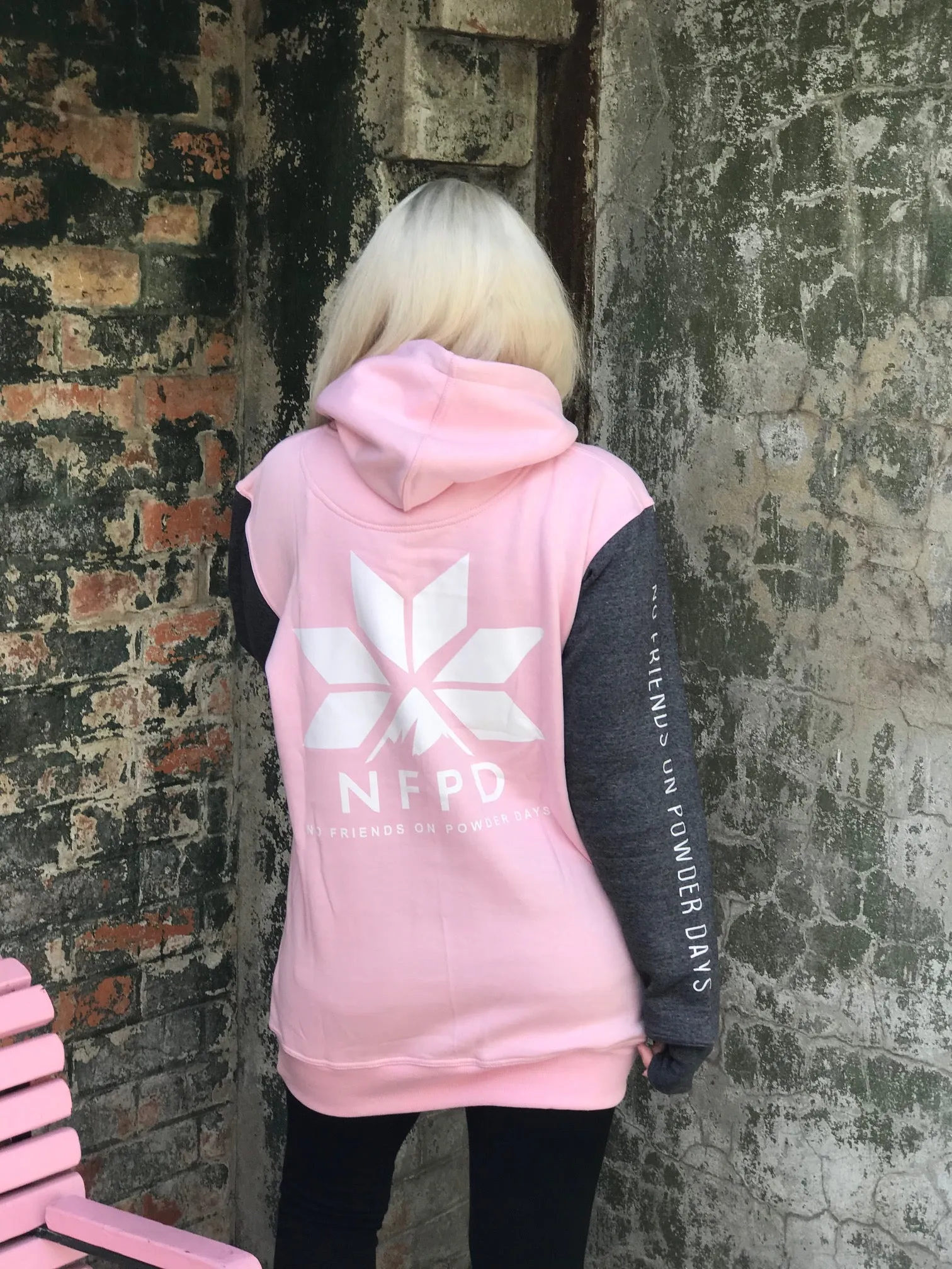 Tall Hoodie Baby Pink & Black - Unisex