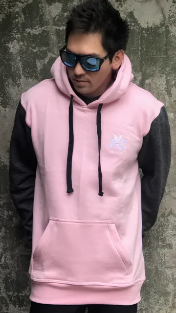 Tall Hoodie Baby Pink & Black - Unisex