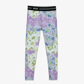 Teen Girls Purple Floral Logo Leggings