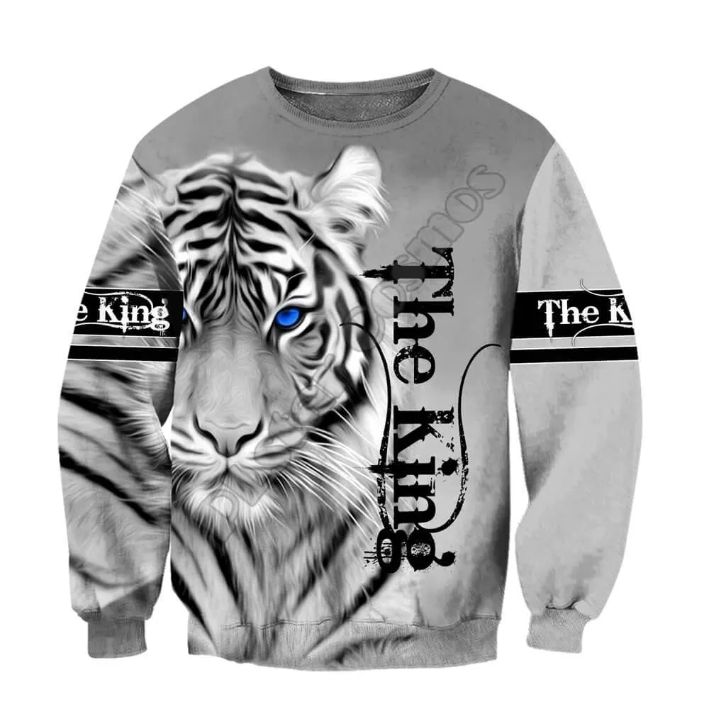 The King White Tiger Graphic Print Animal Hoodies