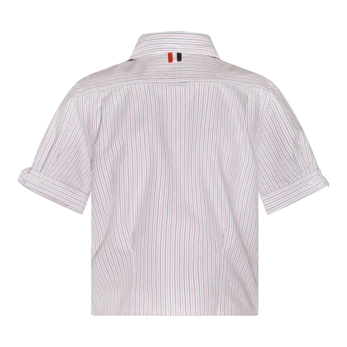 THOM BROWNE  |Stripes Cotton Short Sleeves Shirts & Blouses