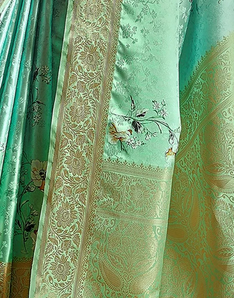 Turquoise Silk Woven Sarees