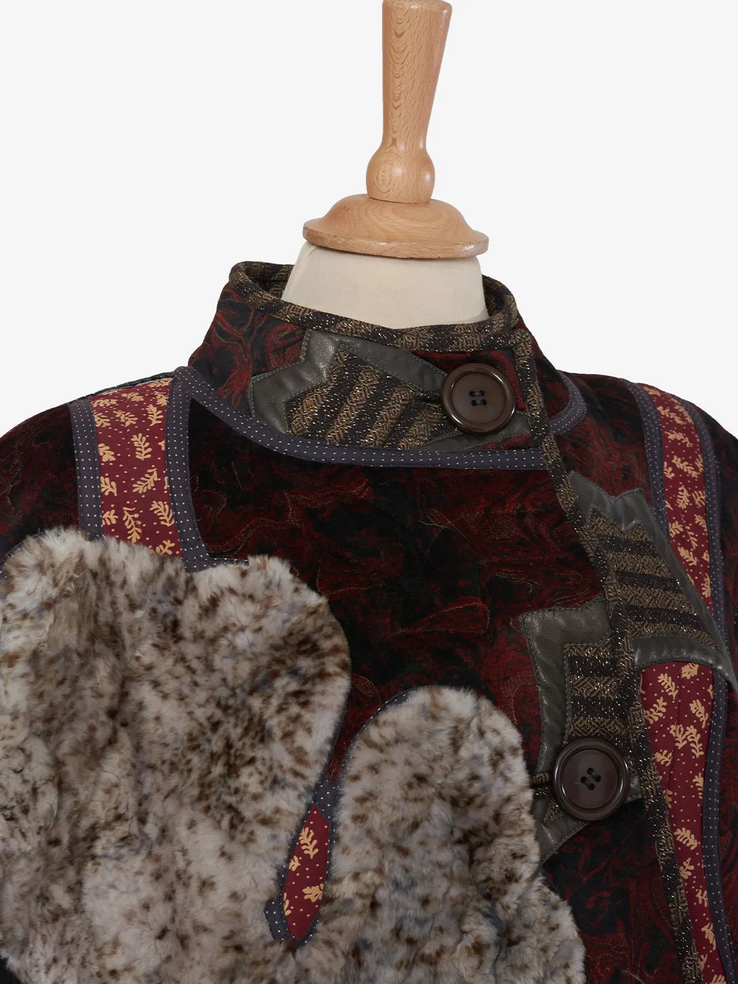 Vintage patchwork jacket with fur - '00