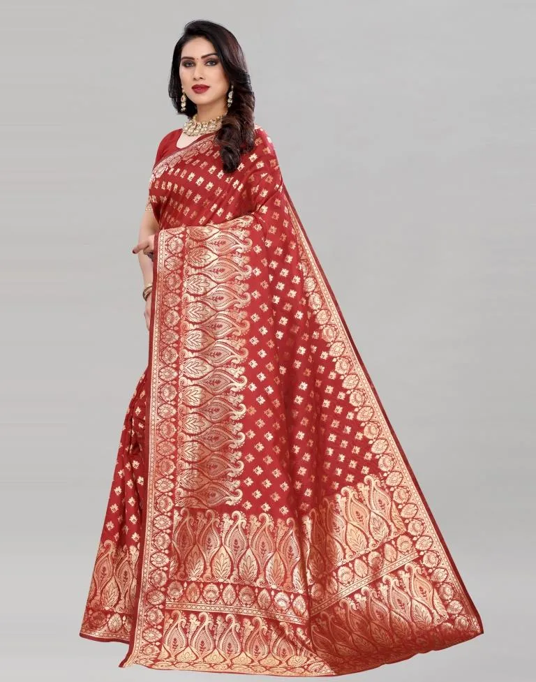 Voguish Red Banarasi Saree