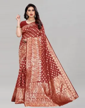 Voguish Red Banarasi Saree