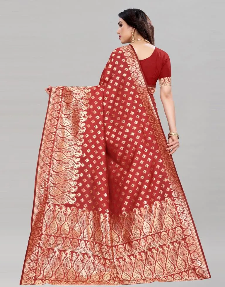 Voguish Red Banarasi Saree