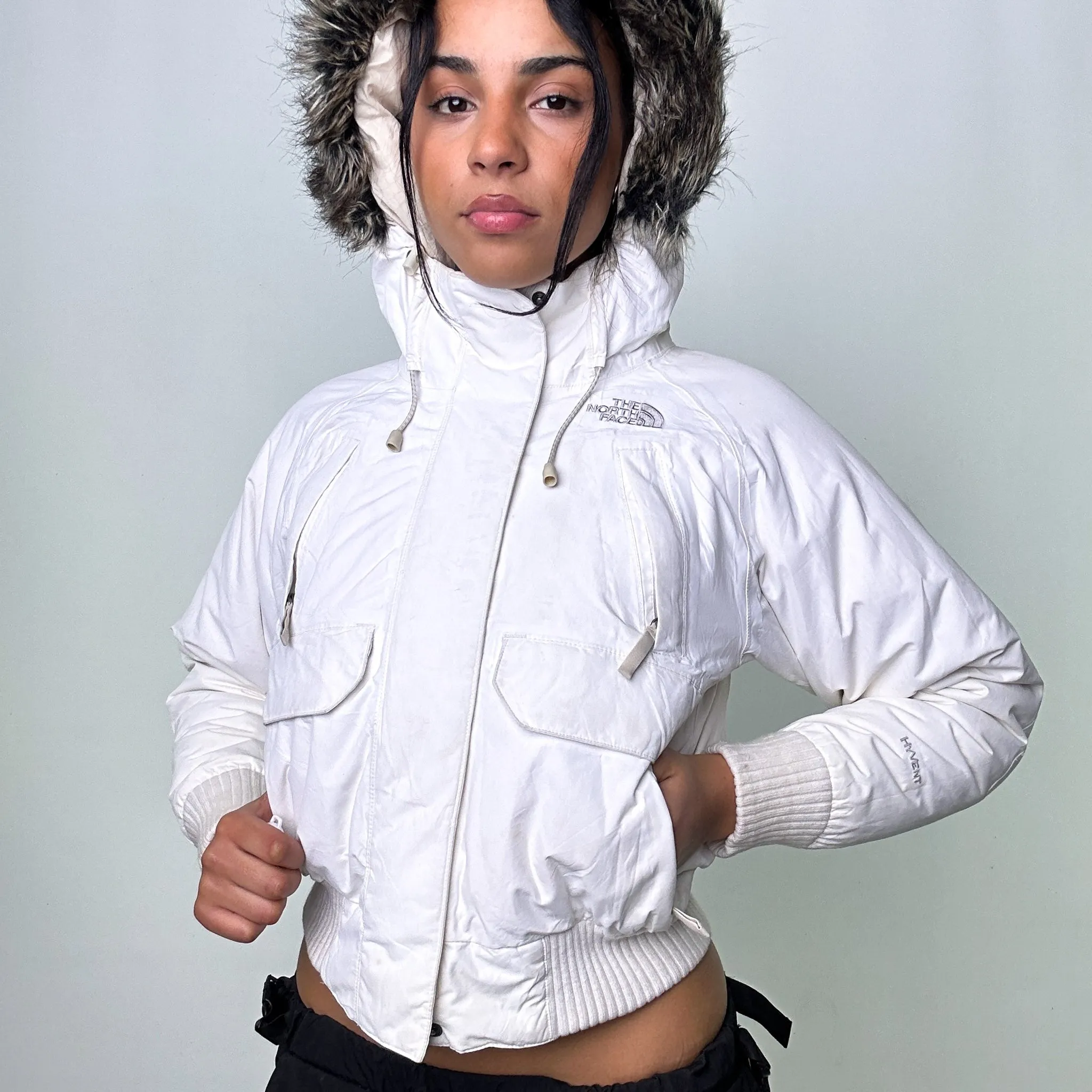 White y2ks The North Face Puffer Jacket Coat (XS)