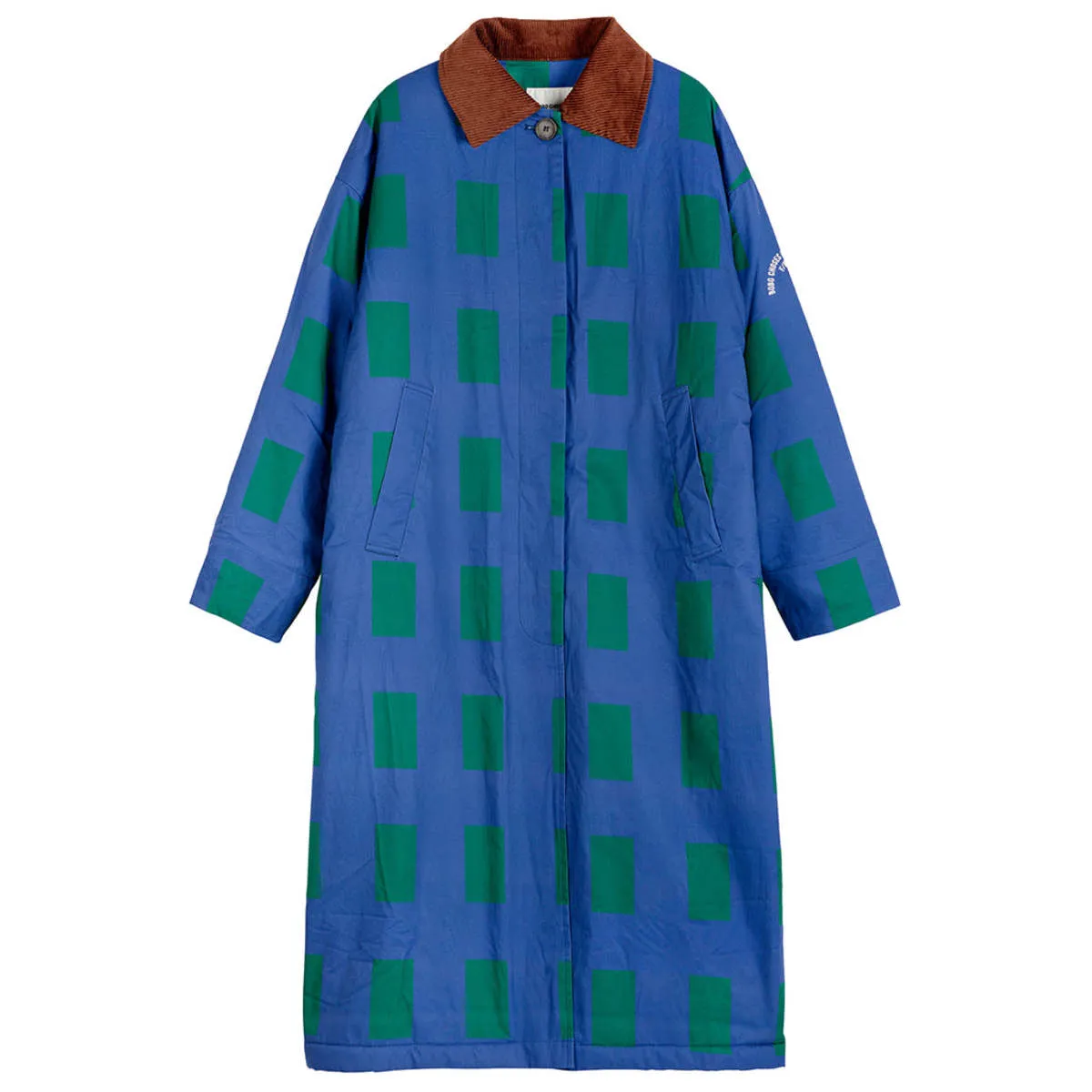 Woman Long Coat - Colour Game Print Blue