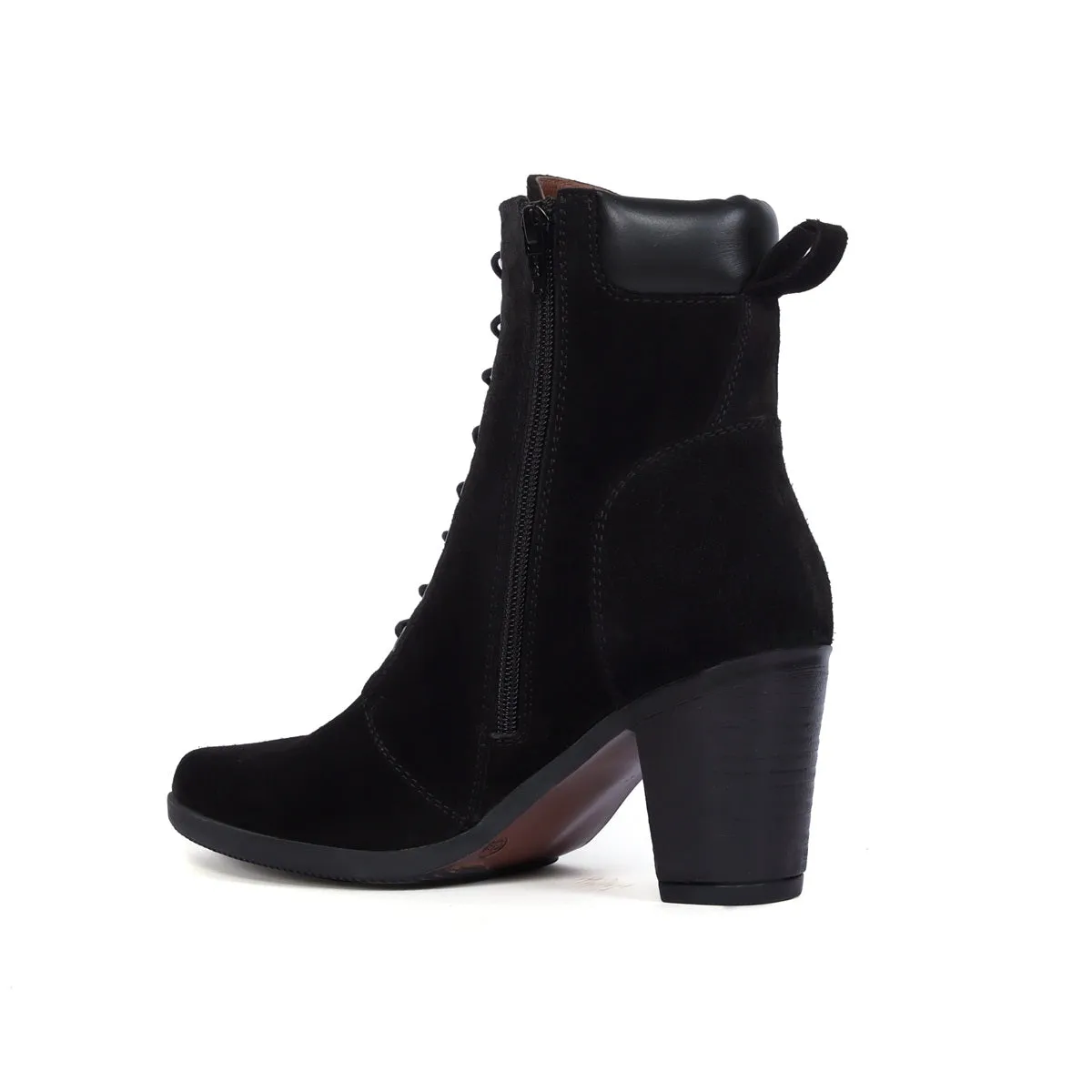 Women's Ankle Boot with pointed toe Black Suede leather