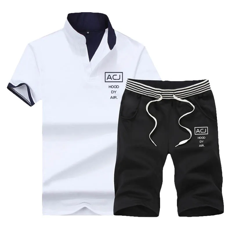 Xituodai Summer Polo Shirt Mens Short Sleeve Polo + Shorts Suit Male Solid Jersey Breathable 2PC Top Short Set Fitness Sportsuit