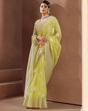 Yellow Jacquard Saree