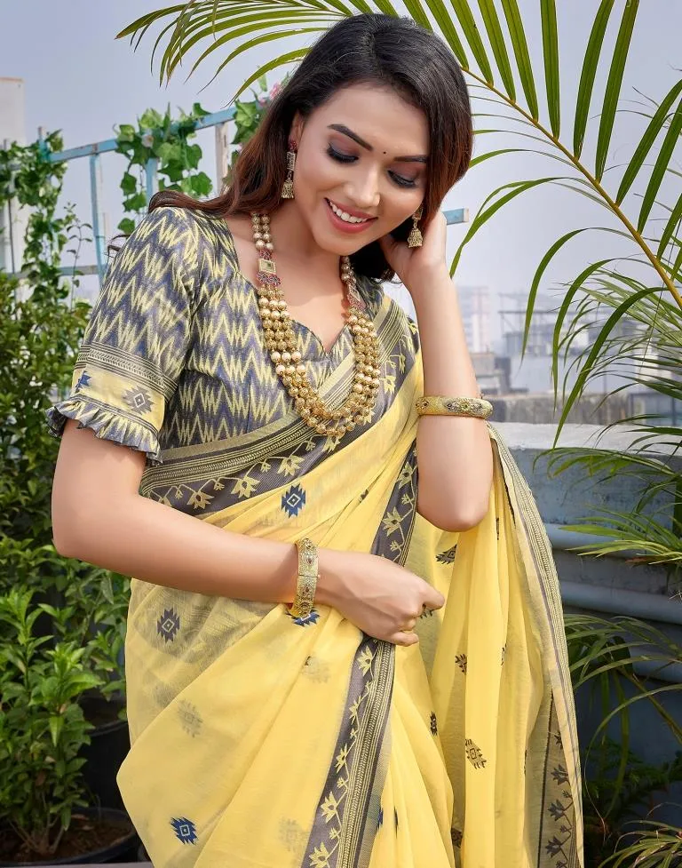 Yellow Silk Plain Sarees