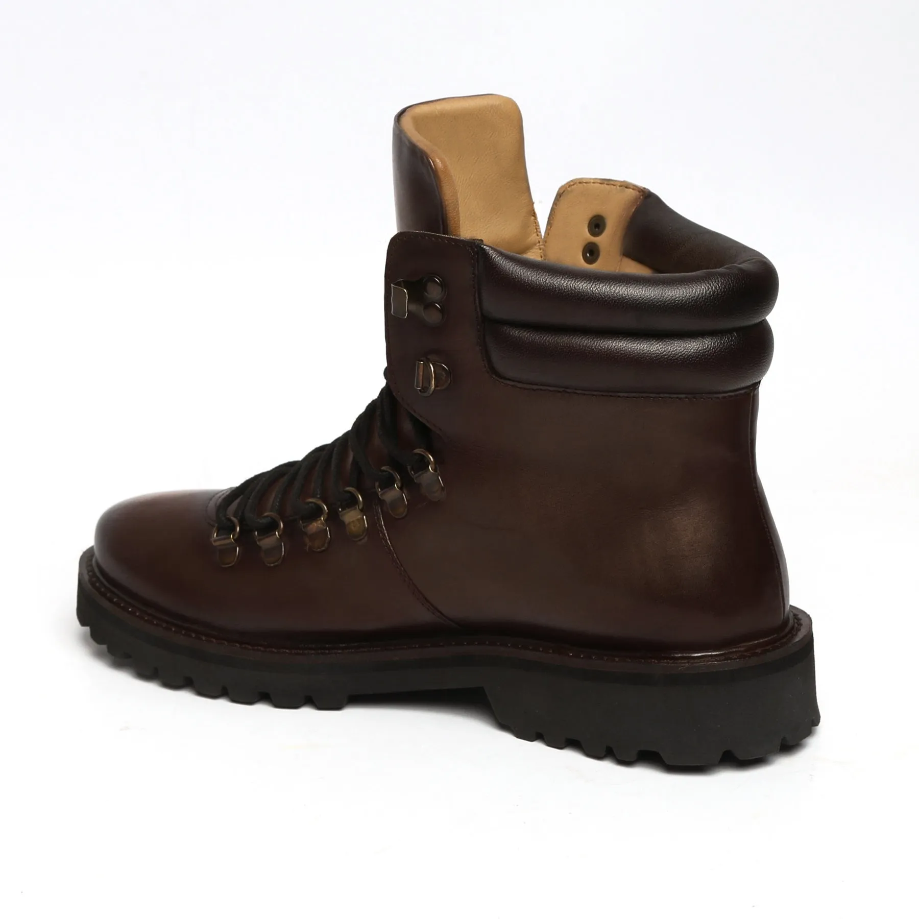 Zardosi Lion Chunky Sole In Dark Brown Leather Lace-Up Boot